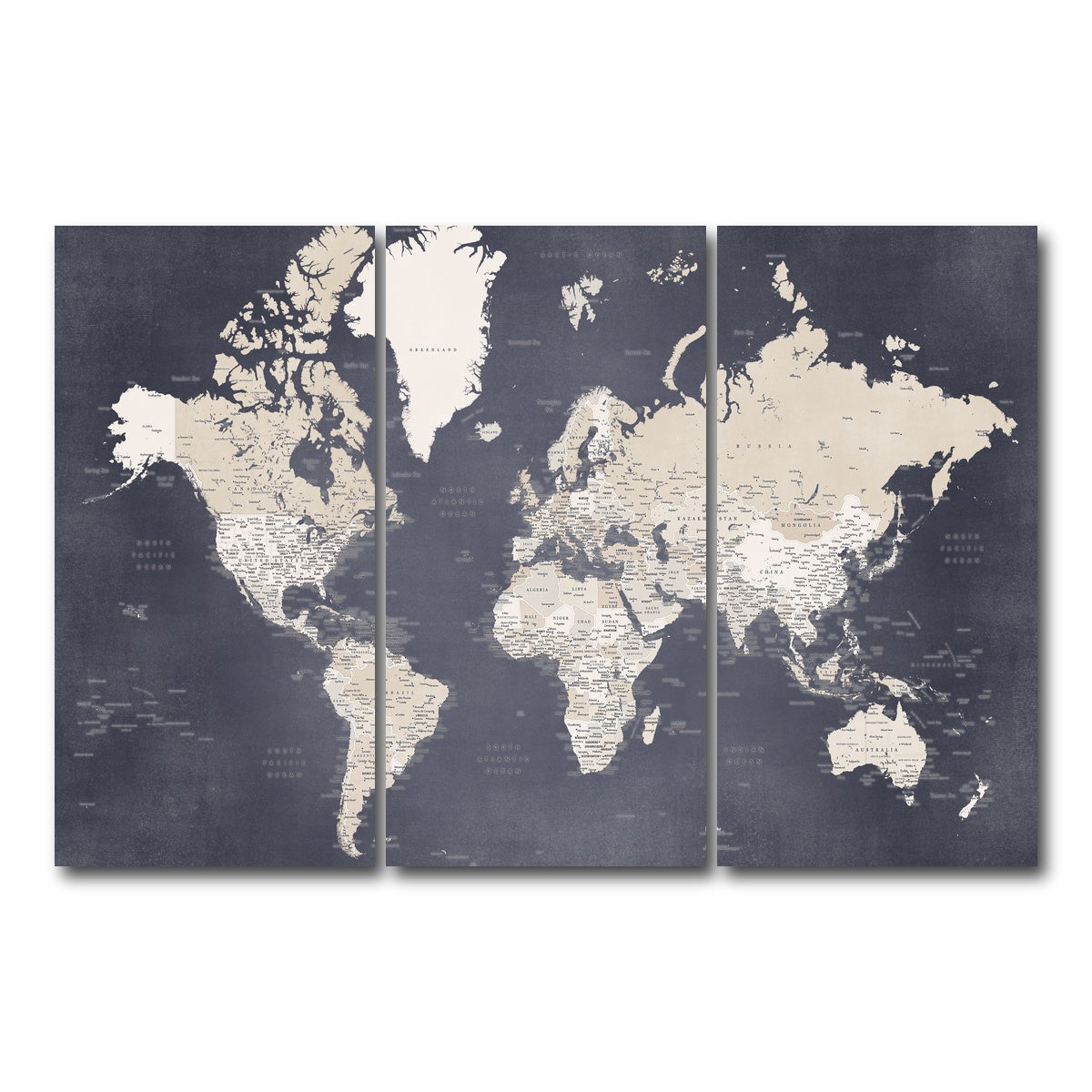 AUTO-MOCKUP WHITE | World Map 28 | 3 Piece | Gallery Wrap Canvas | group=12x24
