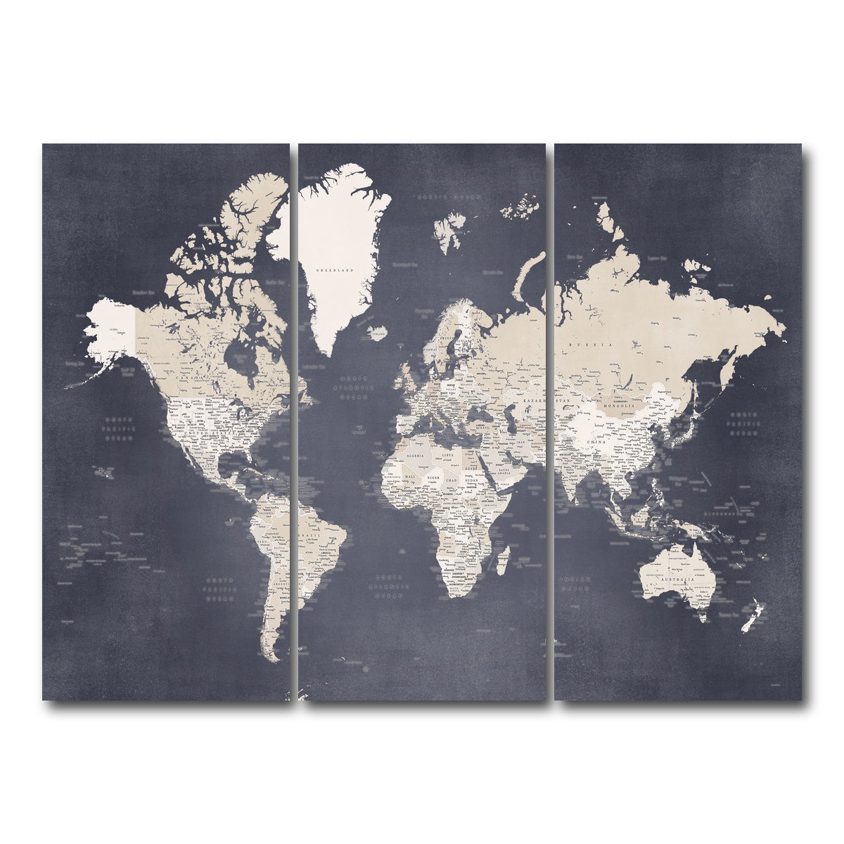 AUTO-MOCKUP WHITE | World Map 28 | 3 Piece | Gallery Wrap Canvas | group=8x18