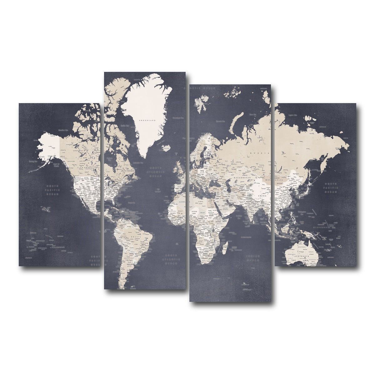 AUTO-MOCKUP WHITE | World Map 28 | 4 Piece | Gallery Wrap Canvas | group=4_short
