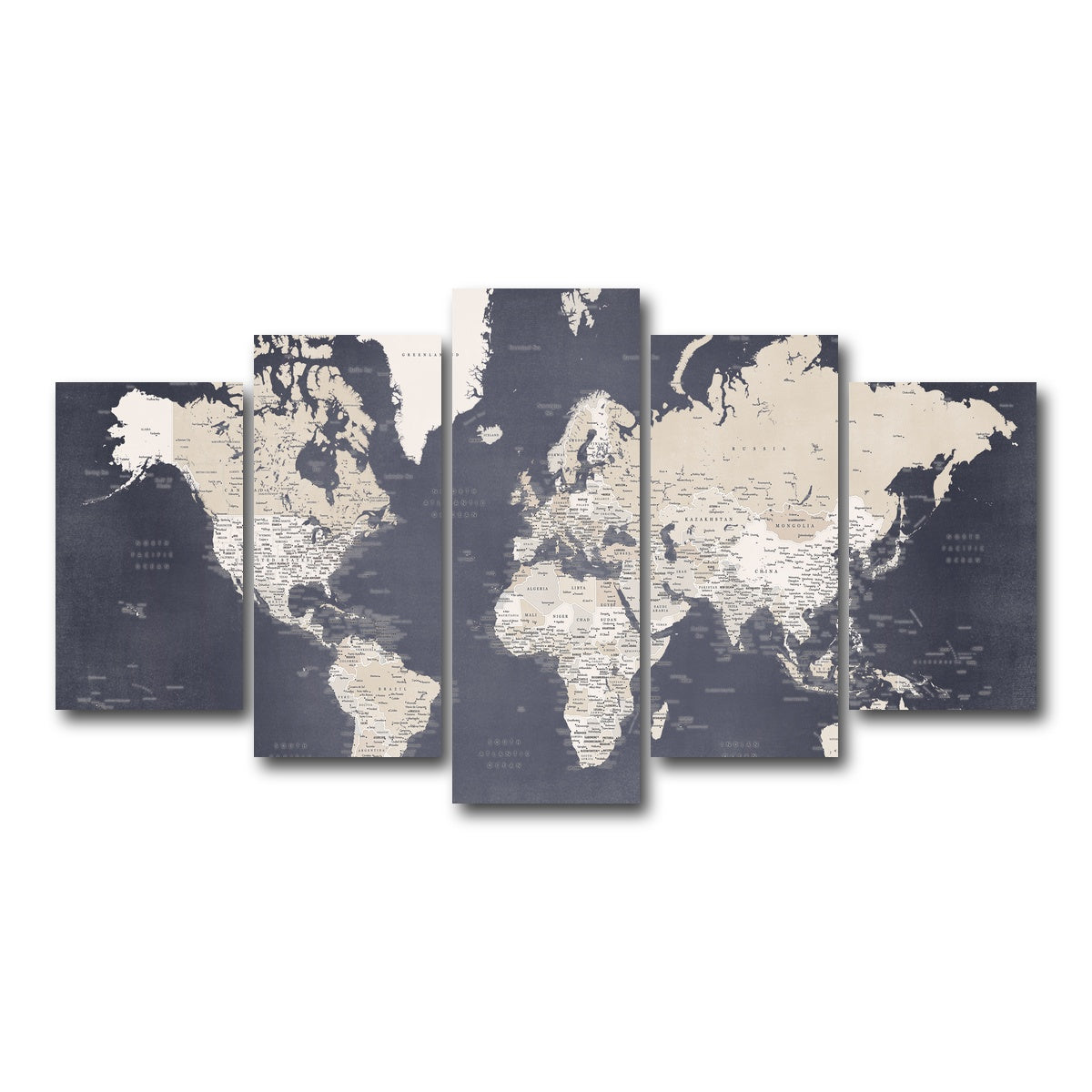 AUTO-MOCKUP WHITE | World Map 28 | 5 Piece | Gallery Wrap Canvas | group=5_normal