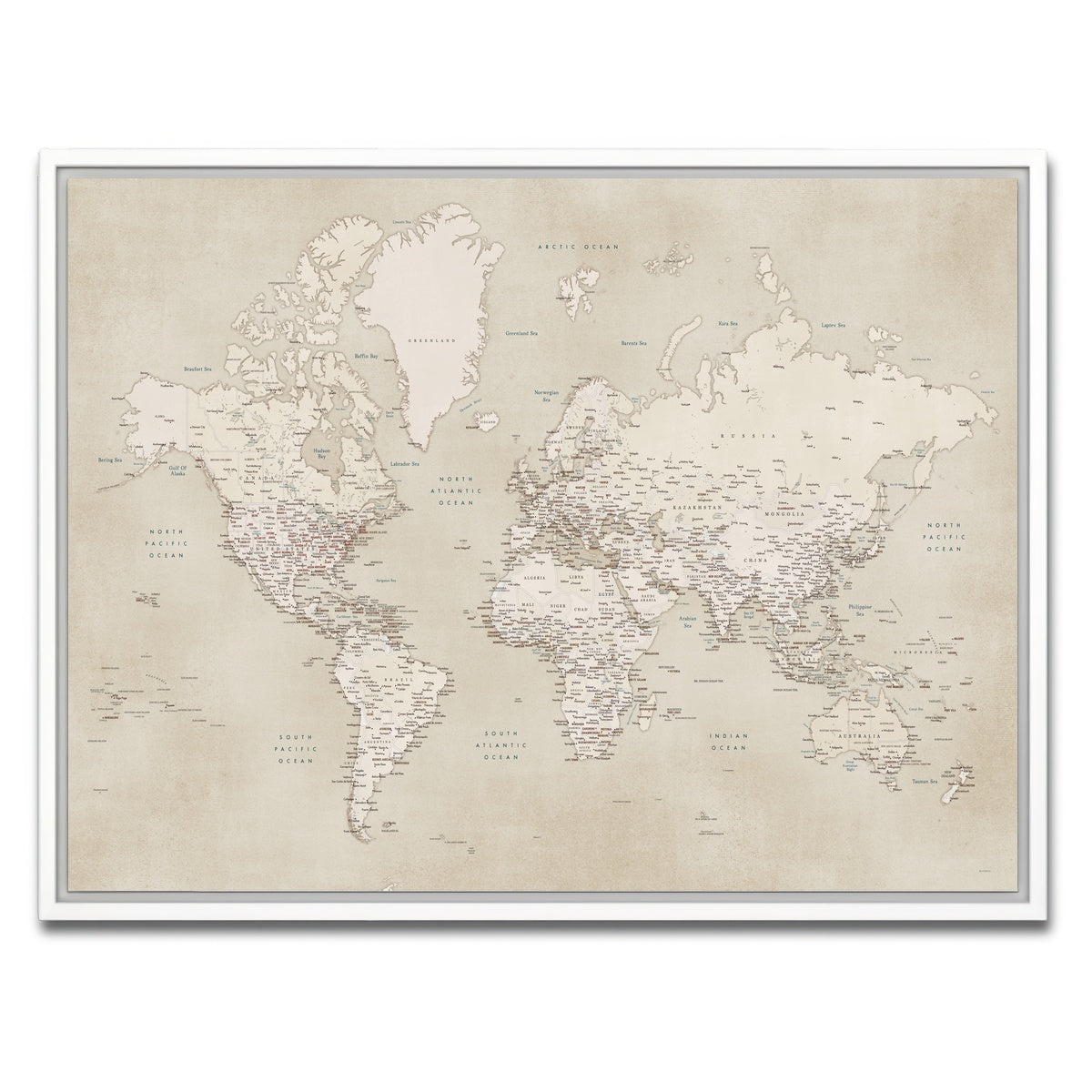 AUTO-MOCKUP WHITE | World Map 29 | 1 Piece | White Framed Canvas | group=4x3