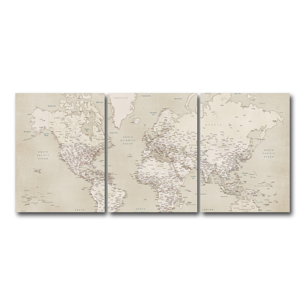 AUTO-MOCKUP WHITE | World Map 29 | 3 Piece | Gallery Wrap Canvas | group=18x24