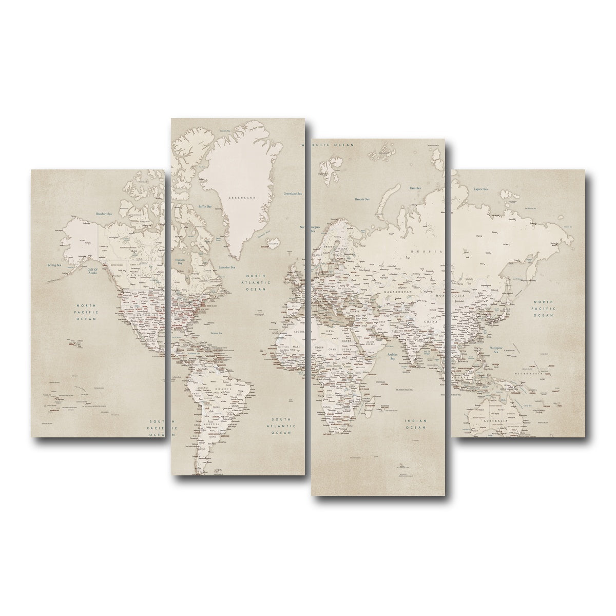 AUTO-MOCKUP WHITE | World Map 29 | 4 Piece | Gallery Wrap Canvas | group=4_short