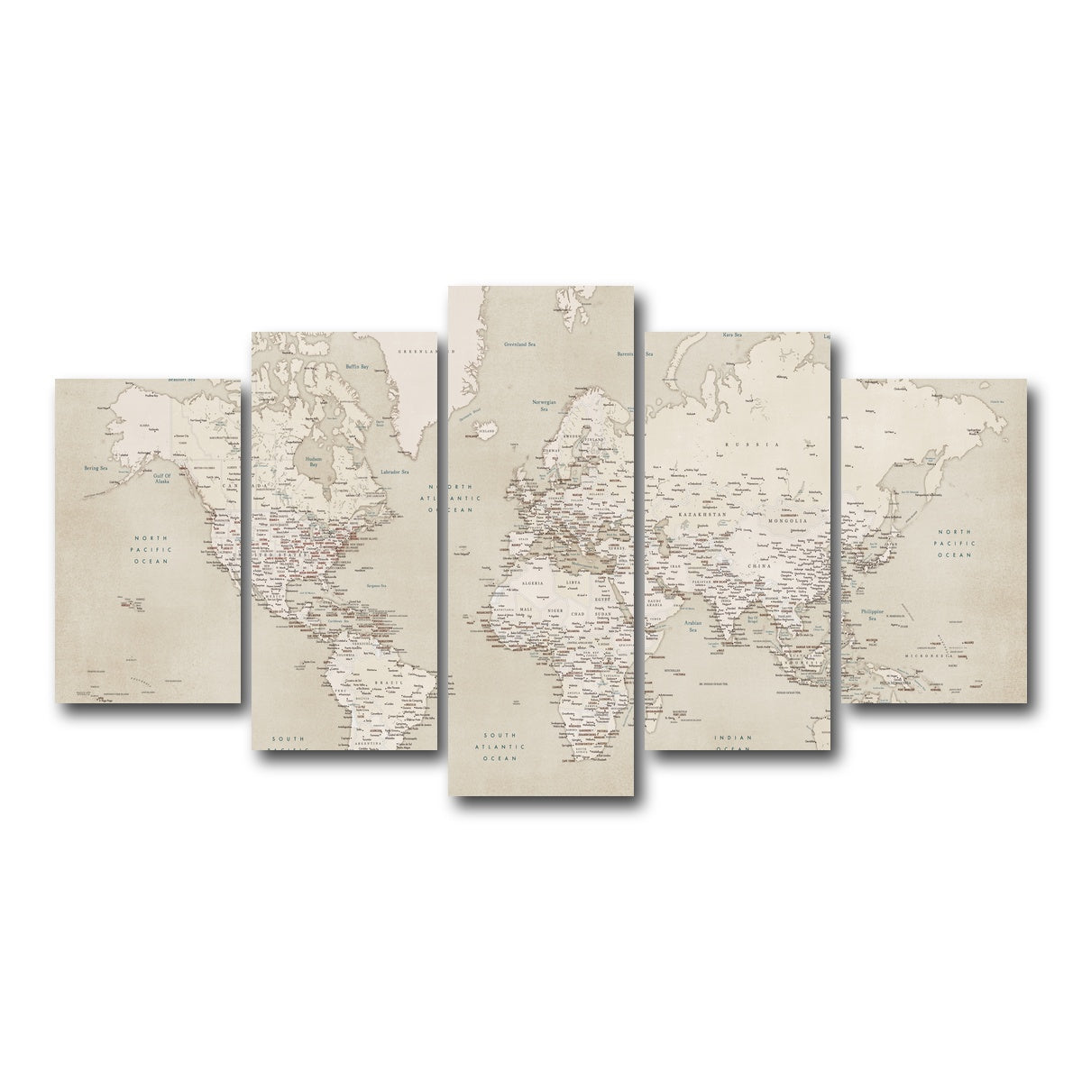 AUTO-MOCKUP WHITE | World Map 29 | 5 Piece | Gallery Wrap Canvas | group=5_normal