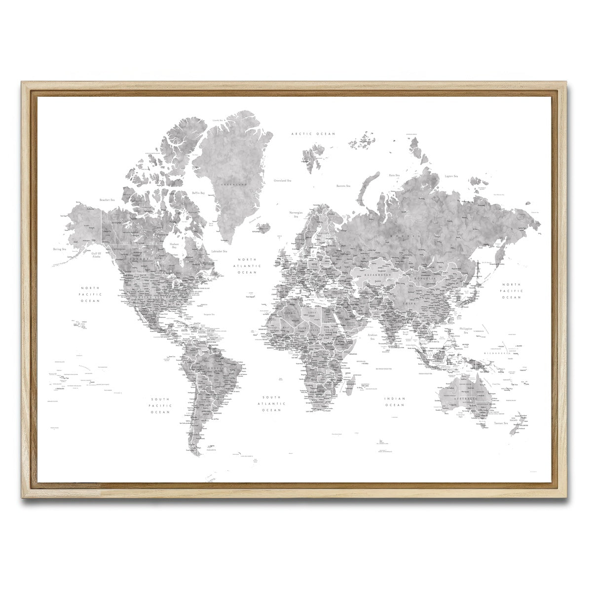 AUTO-MOCKUP WHITE | World Map 2 | 1 Piece | Natural Framed Canvas | group=4x3