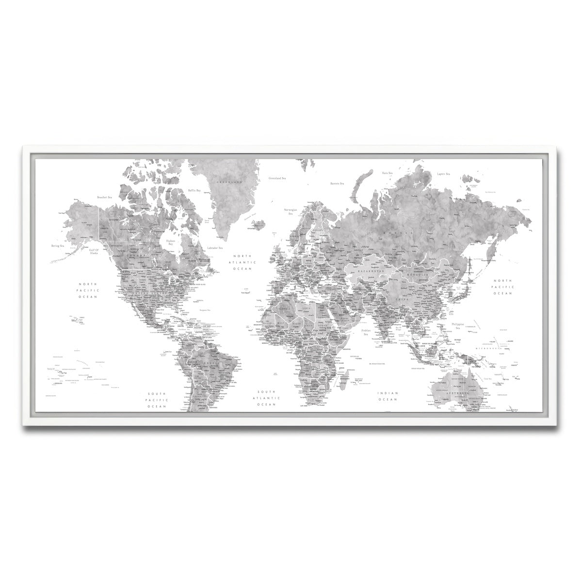 AUTO-MOCKUP WHITE | World Map 2 | 1 Piece | White Framed Canvas | group=2x1