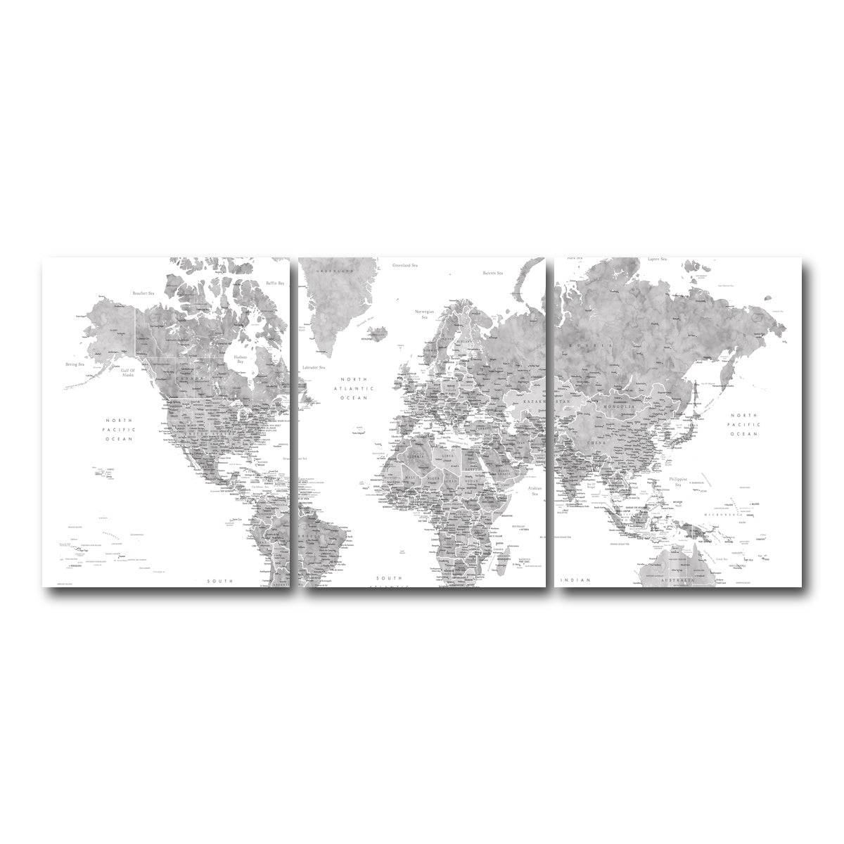 AUTO-MOCKUP WHITE | World Map 2 | 3 Piece | Gallery Wrap Canvas | group=18x24