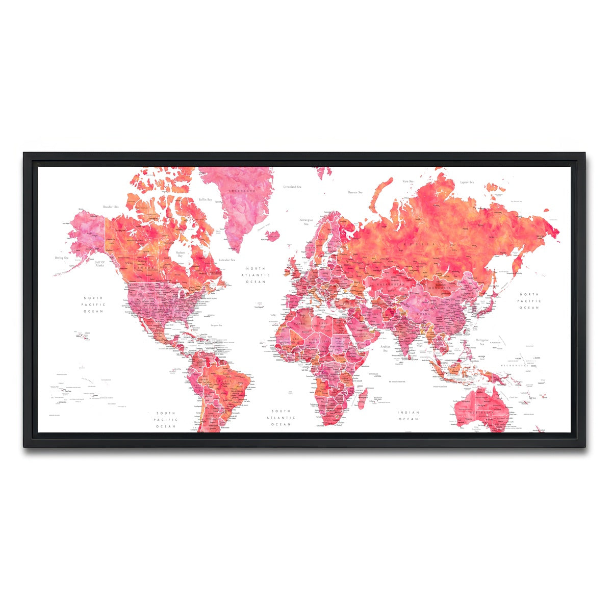AUTO-MOCKUP WHITE | World Map 30 | 1 Piece | Black Framed Canvas | group=2x1