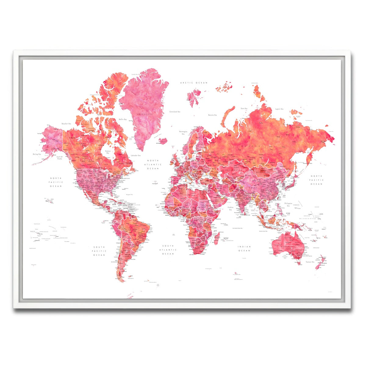 AUTO-MOCKUP WHITE | World Map 30 | 1 Piece | White Framed Canvas | group=4x3