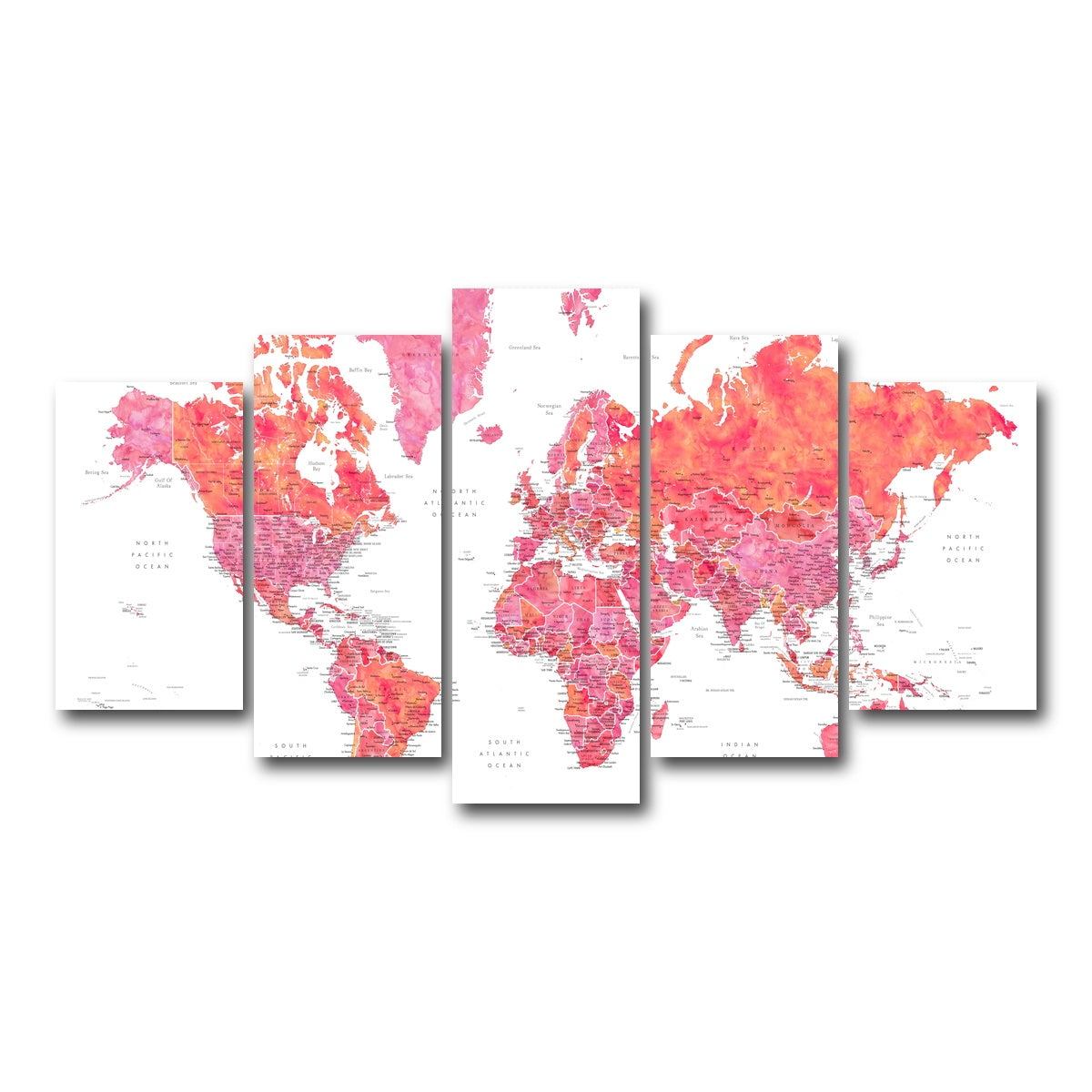 AUTO-MOCKUP WHITE | World Map 30 | 5 Piece | Gallery Wrap Canvas | group=5_normal