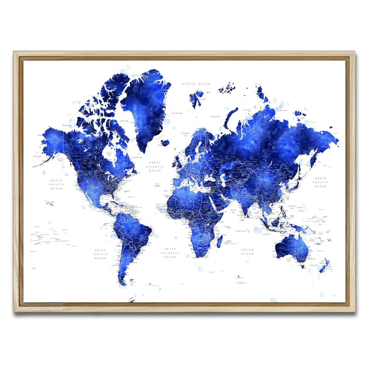 AUTO-MOCKUP WHITE | World Map 31 | 1 Piece | Natural Framed Canvas | group=4x3
