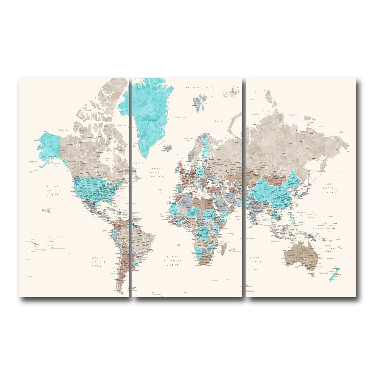 AUTO-MOCKUP WHITE | World Map 32 | 3 Piece | Gallery Wrap Canvas | group=12x24