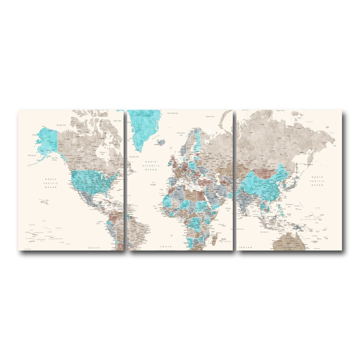 AUTO-MOCKUP WHITE | World Map 32 | 3 Piece | Gallery Wrap Canvas | group=18x24