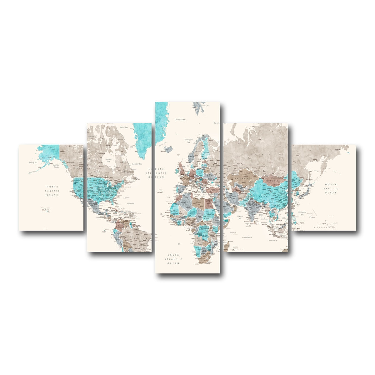 AUTO-MOCKUP WHITE | World Map 32 | 5 Piece | Gallery Wrap Canvas | group=5_short