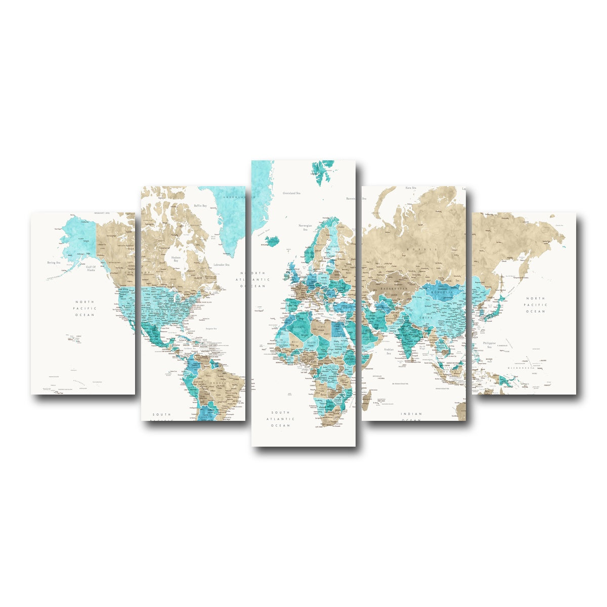 AUTO-MOCKUP WHITE | World Map 33 | 5 Piece | Gallery Wrap Canvas | group=5_normal