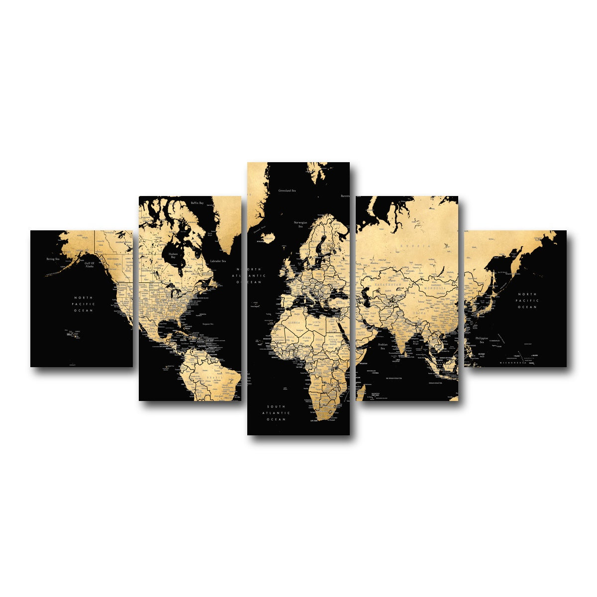AUTO-MOCKUP WHITE | World Map 34 | 5 Piece | Gallery Wrap Canvas | group=5_short