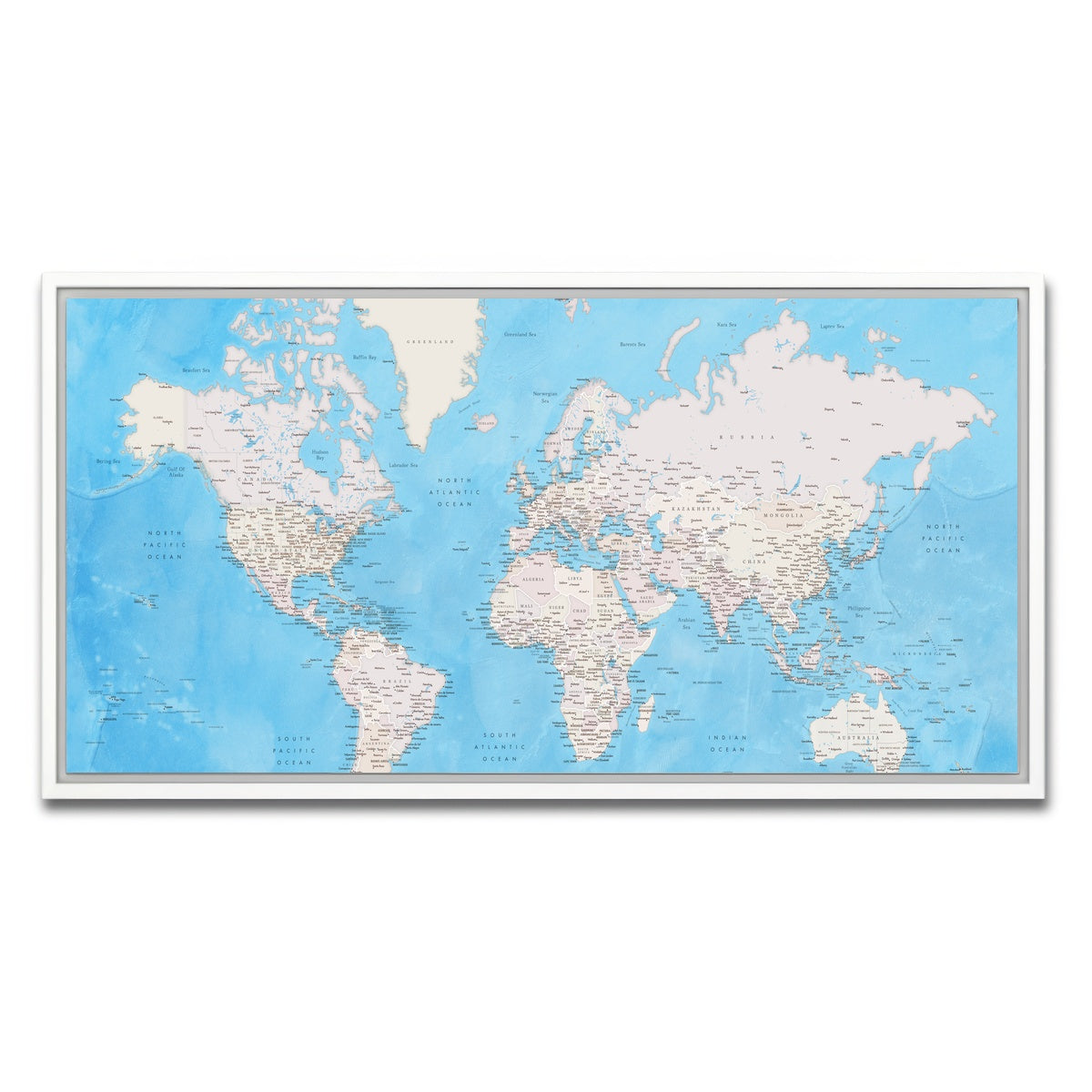 AUTO-MOCKUP WHITE | World Map 35 | 1 Piece | White Framed Canvas | group=2x1