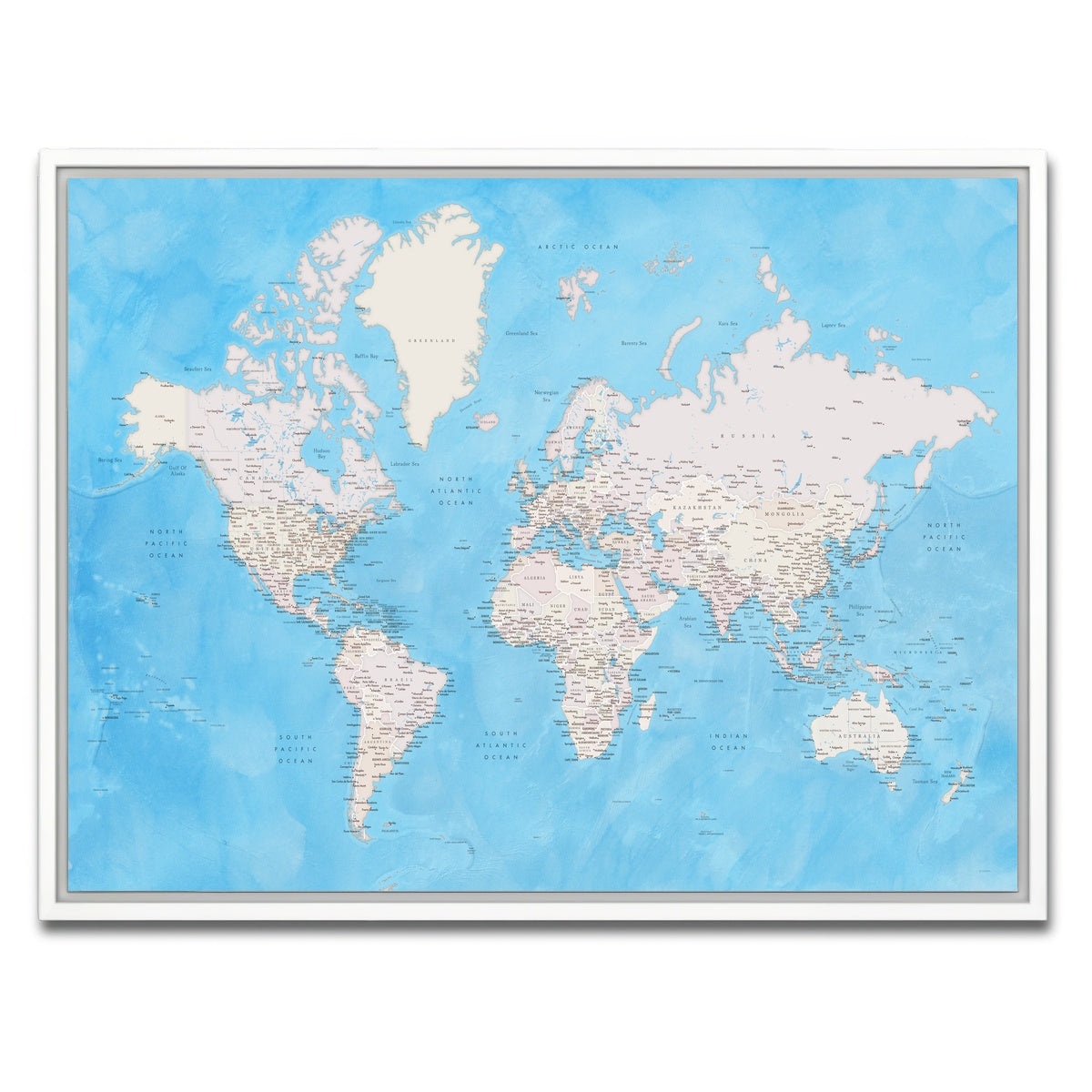 AUTO-MOCKUP WHITE | World Map 35 | 1 Piece | White Framed Canvas | group=4x3