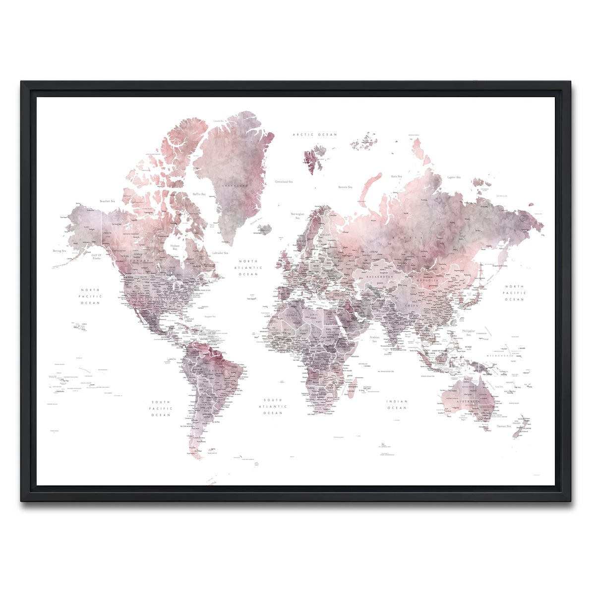 AUTO-MOCKUP WHITE | World Map 37 | 1 Piece | Black Framed Canvas | group=4x3