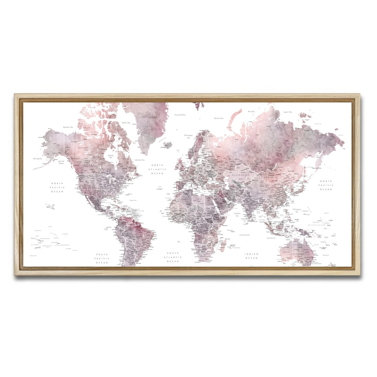 AUTO-MOCKUP WHITE | World Map 37 | 1 Piece | Natural Framed Canvas | group=2x1