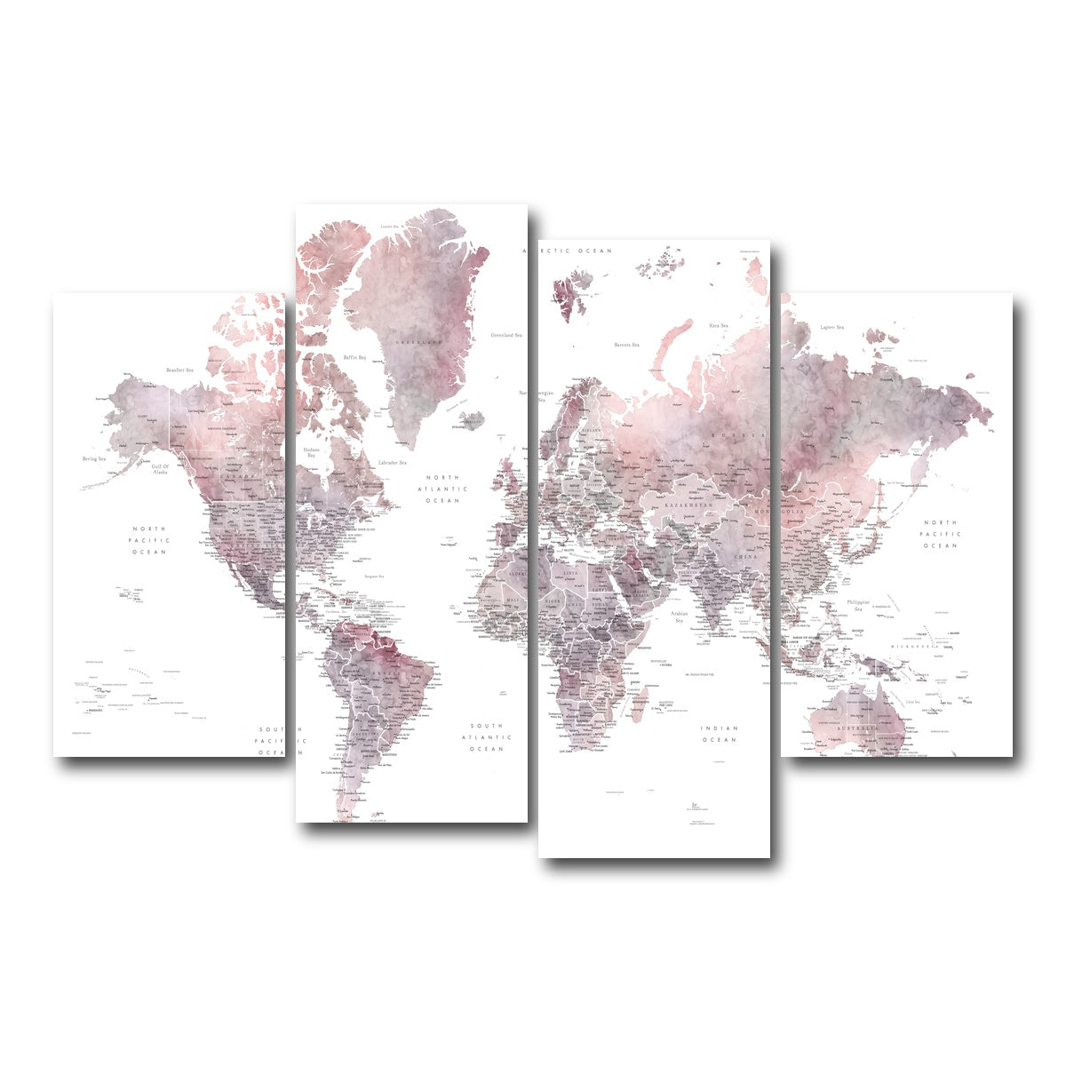 AUTO-MOCKUP WHITE | World Map 37 | 4 Piece | Gallery Wrap Canvas | group=4_short