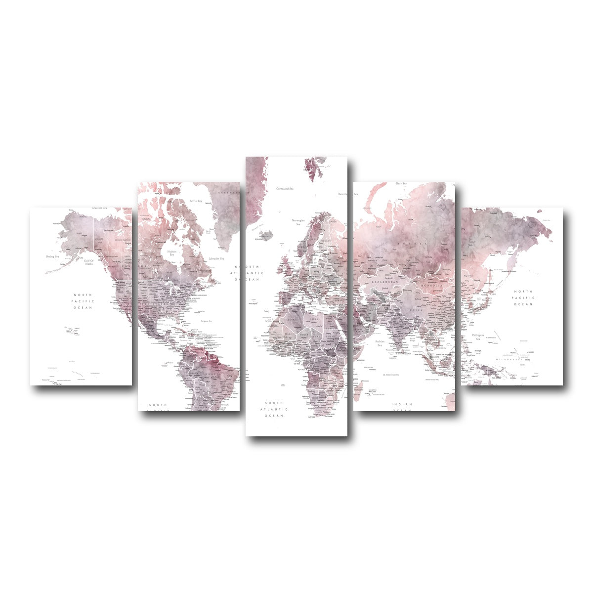 AUTO-MOCKUP WHITE | World Map 37 | 5 Piece | Gallery Wrap Canvas | group=5_normal
