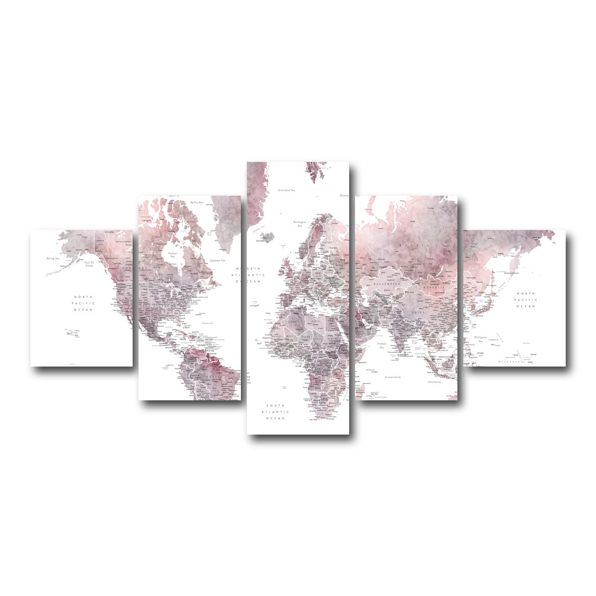 AUTO-MOCKUP WHITE | World Map 37 | 5 Piece | Gallery Wrap Canvas | group=5_short