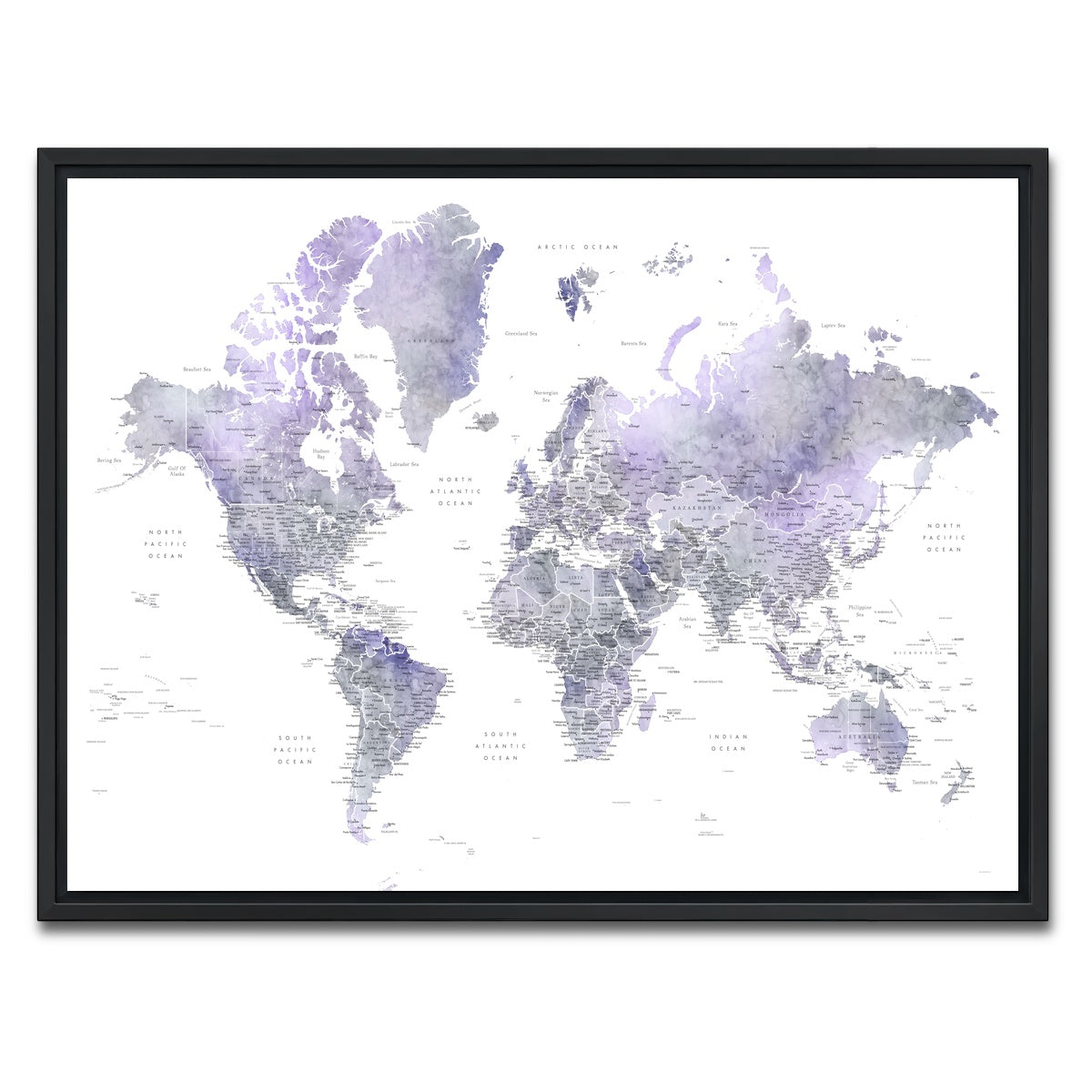 AUTO-MOCKUP WHITE | World Map 38 | 1 Piece | Black Framed Canvas | group=4x3