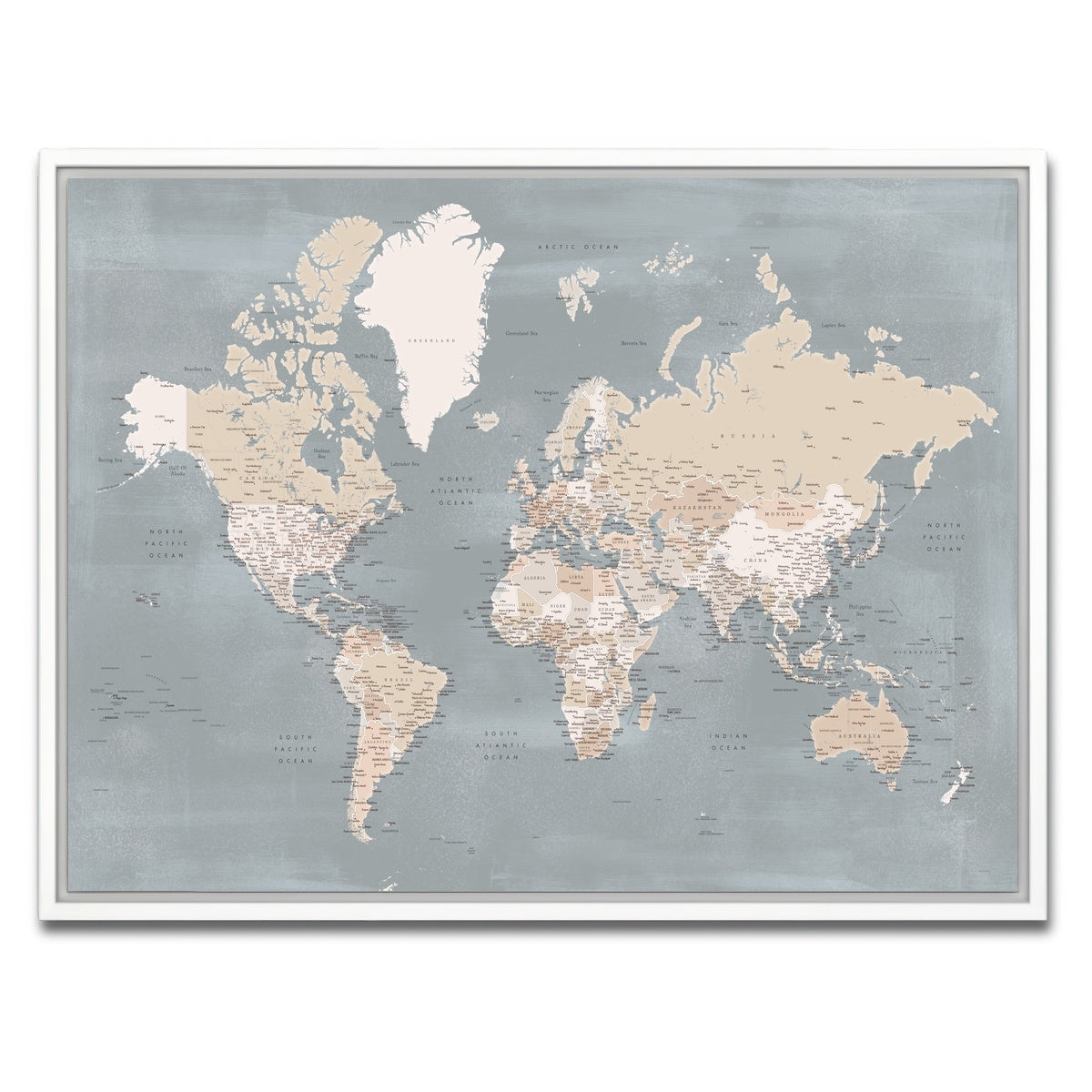 AUTO-MOCKUP WHITE | World Map 39 | 1 Piece | White Framed Canvas | group=4x3