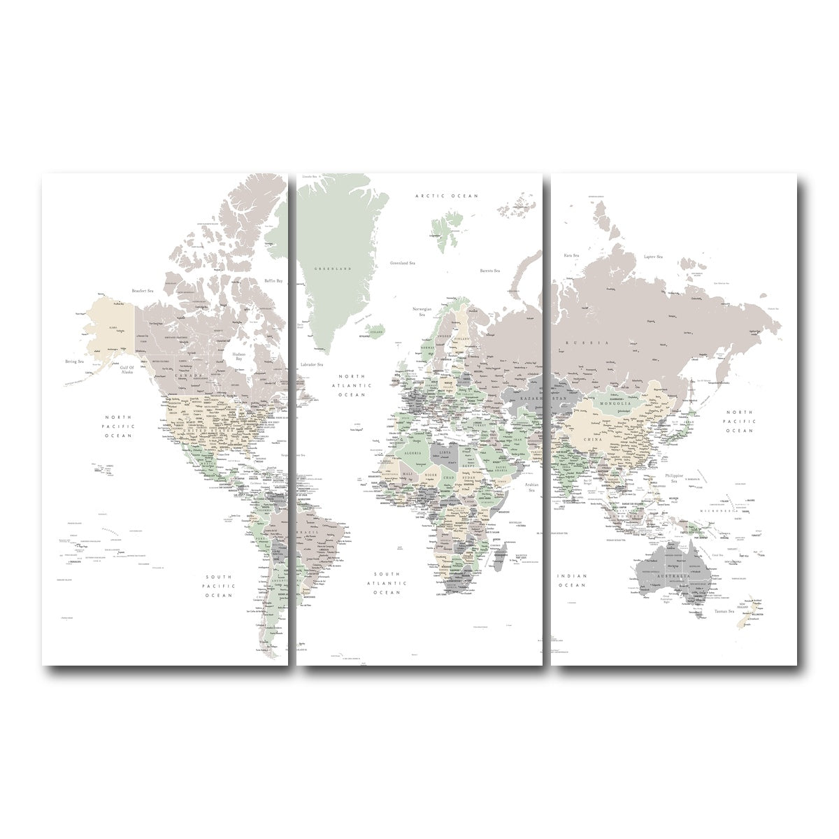 AUTO-MOCKUP WHITE | World Map 3 | 3 Piece | Gallery Wrap Canvas | group=12x24