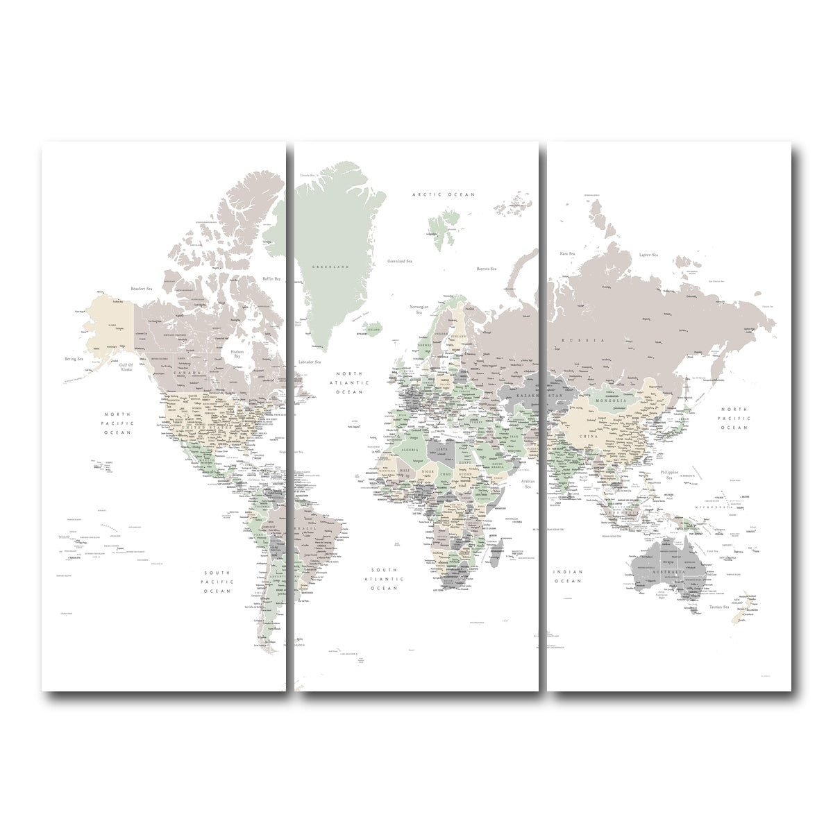 AUTO-MOCKUP WHITE | World Map 3 | 3 Piece | Gallery Wrap Canvas | group=8x18