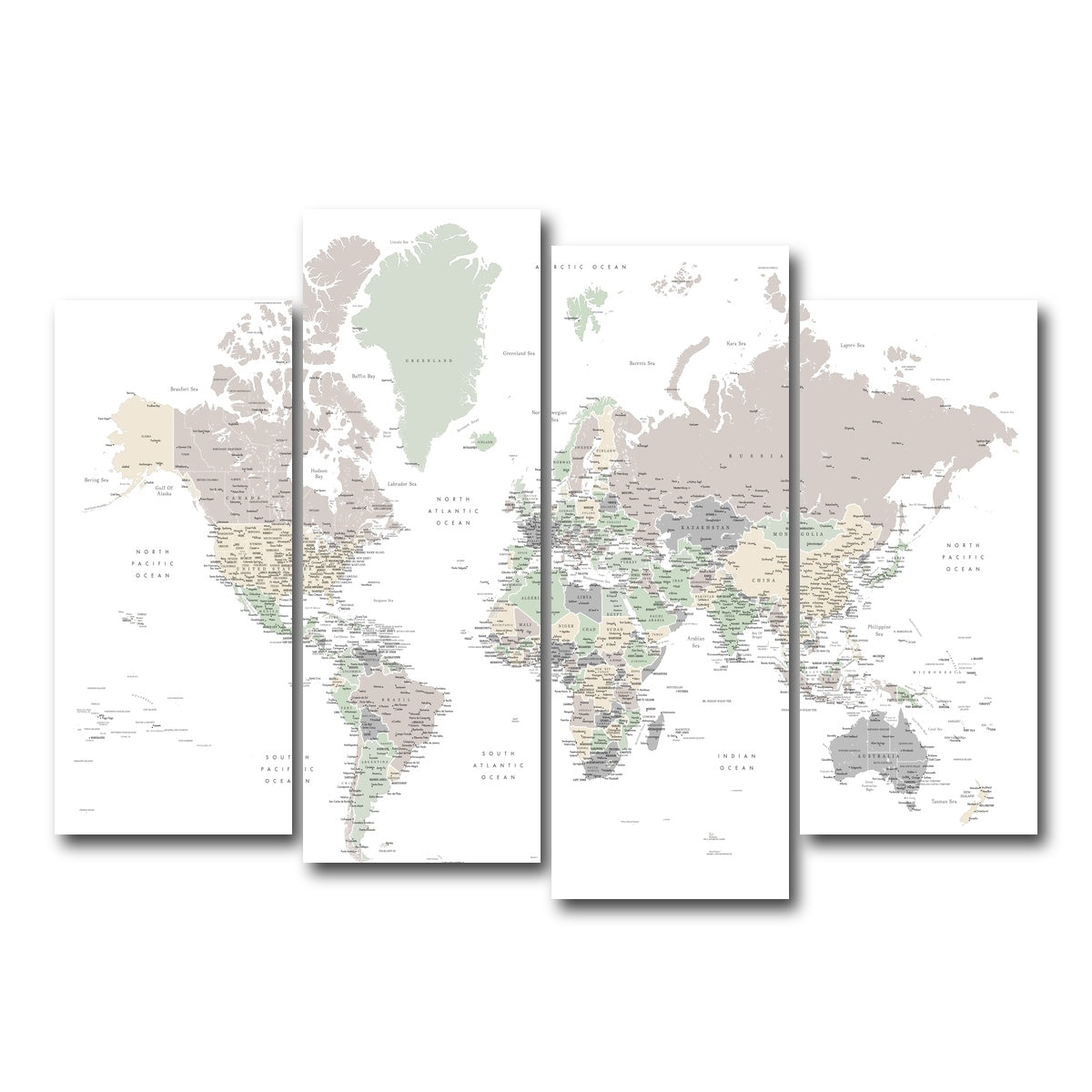 AUTO-MOCKUP WHITE | World Map 3 | 4 Piece | Gallery Wrap Canvas | group=4_normal