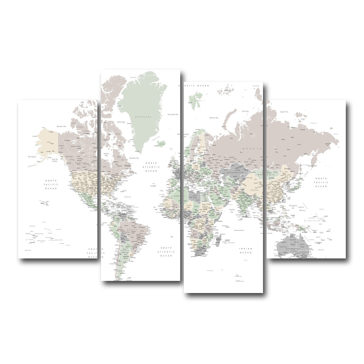 AUTO-MOCKUP WHITE | World Map 3 | 4 Piece | Gallery Wrap Canvas | group=4_short