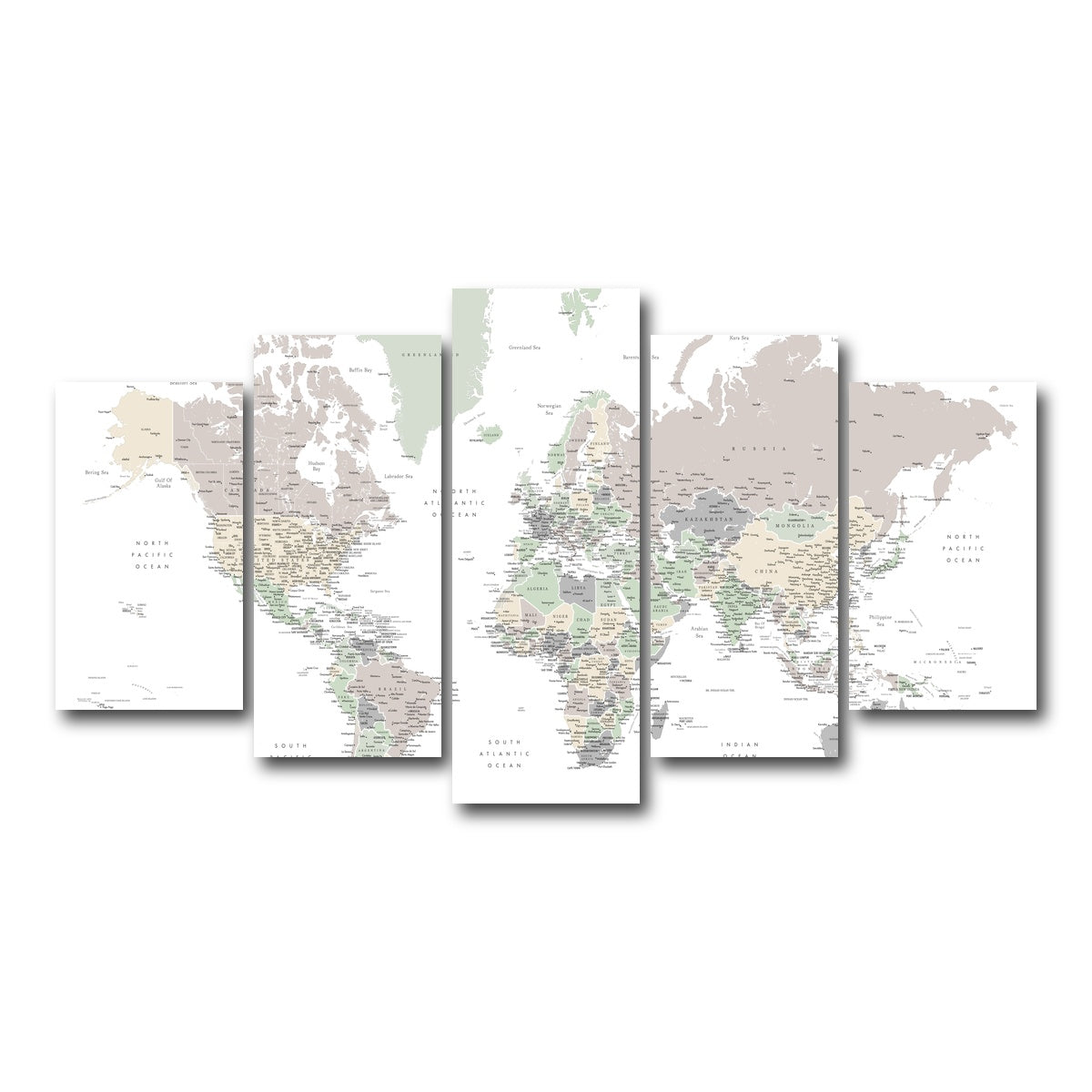 AUTO-MOCKUP WHITE | World Map 3 | 5 Piece | Gallery Wrap Canvas | group=5_normal