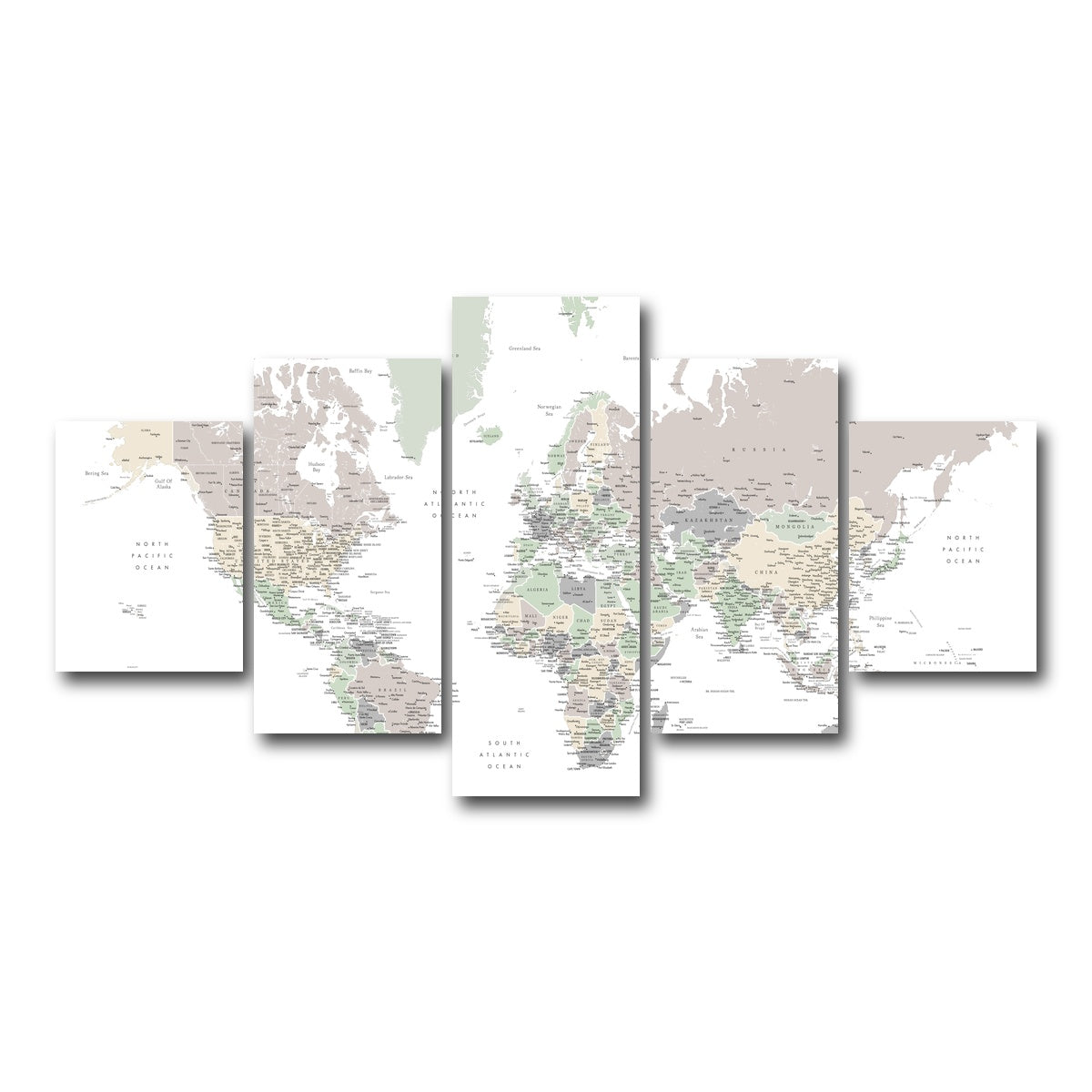 AUTO-MOCKUP WHITE | World Map 3 | 5 Piece | Gallery Wrap Canvas | group=5_short