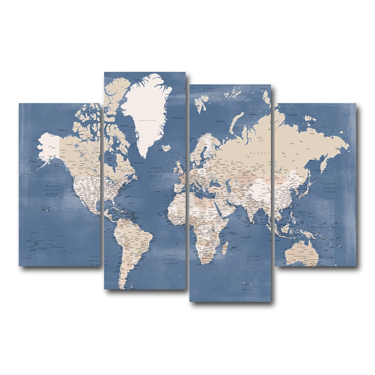AUTO-MOCKUP WHITE | World Map 40 | 4 Piece | Gallery Wrap Canvas | group=4_short