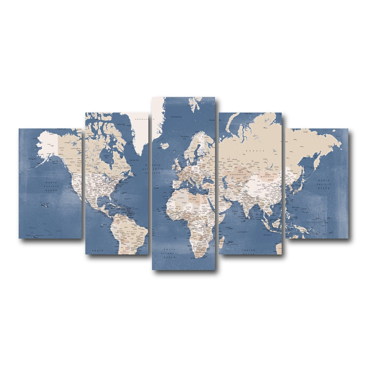 AUTO-MOCKUP WHITE | World Map 40 | 5 Piece | Gallery Wrap Canvas | group=5_normal