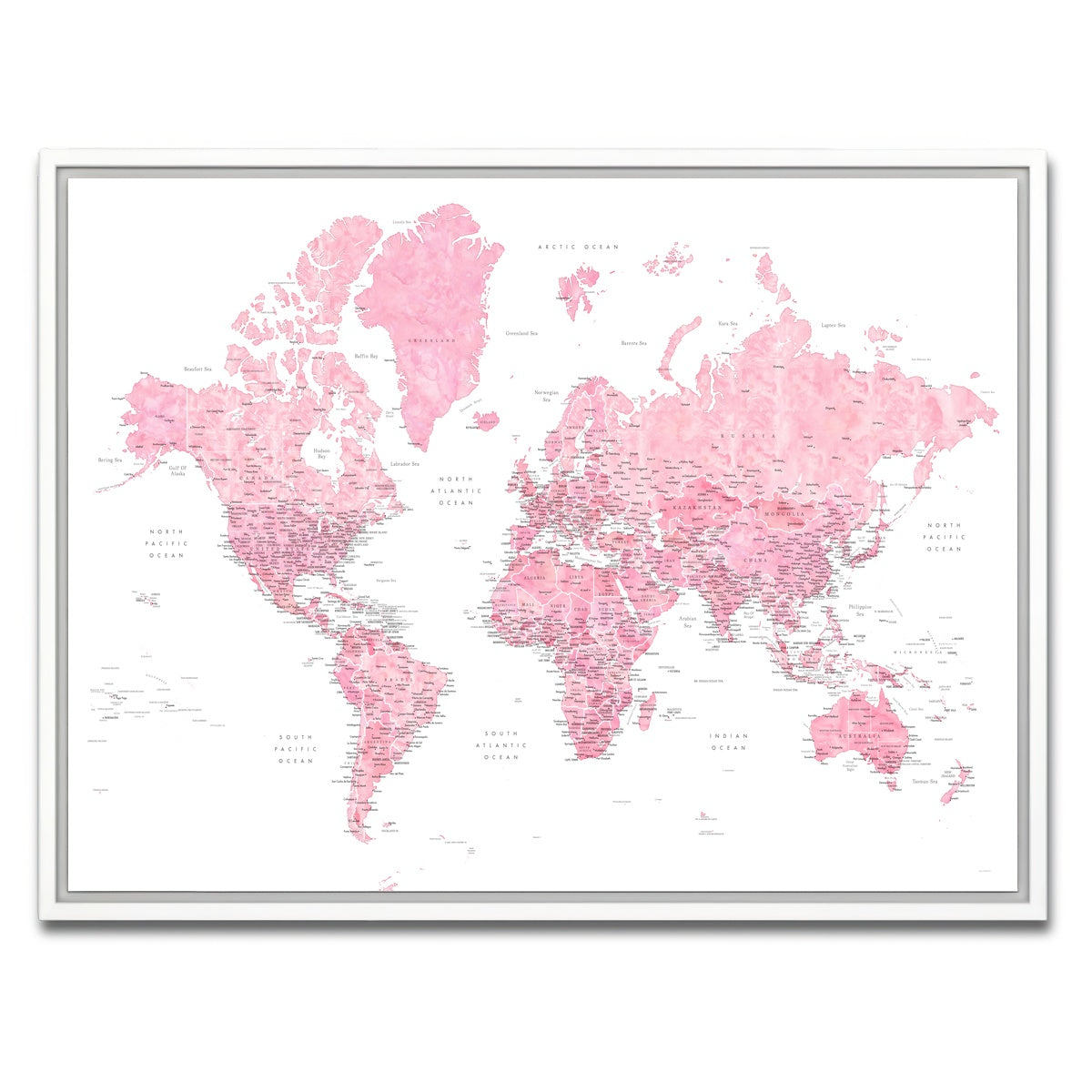 AUTO-MOCKUP WHITE | World Map 42 | 1 Piece | White Framed Canvas | group=4x3