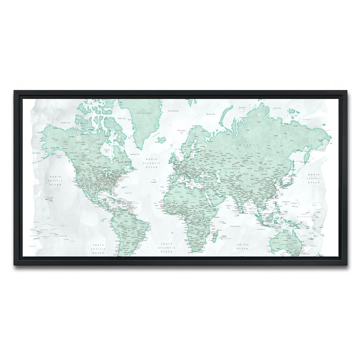 AUTO-MOCKUP WHITE | World Map 43 | 1 Piece | Black Framed Canvas | group=2x1