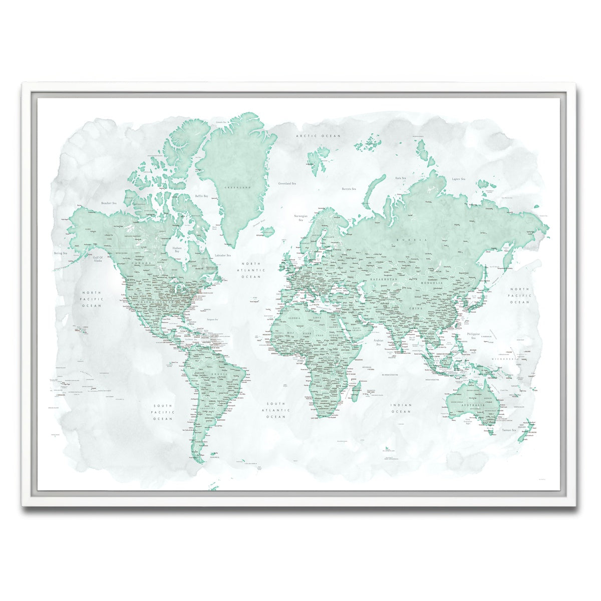 AUTO-MOCKUP WHITE | World Map 43 | 1 Piece | White Framed Canvas | group=4x3