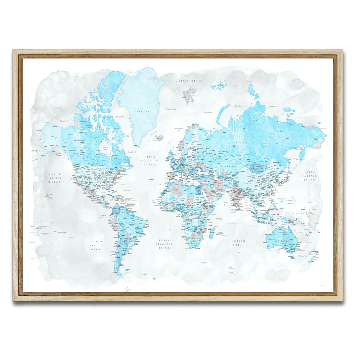 AUTO-MOCKUP WHITE | World Map 44 | 1 Piece | Natural Framed Canvas | group=4x3