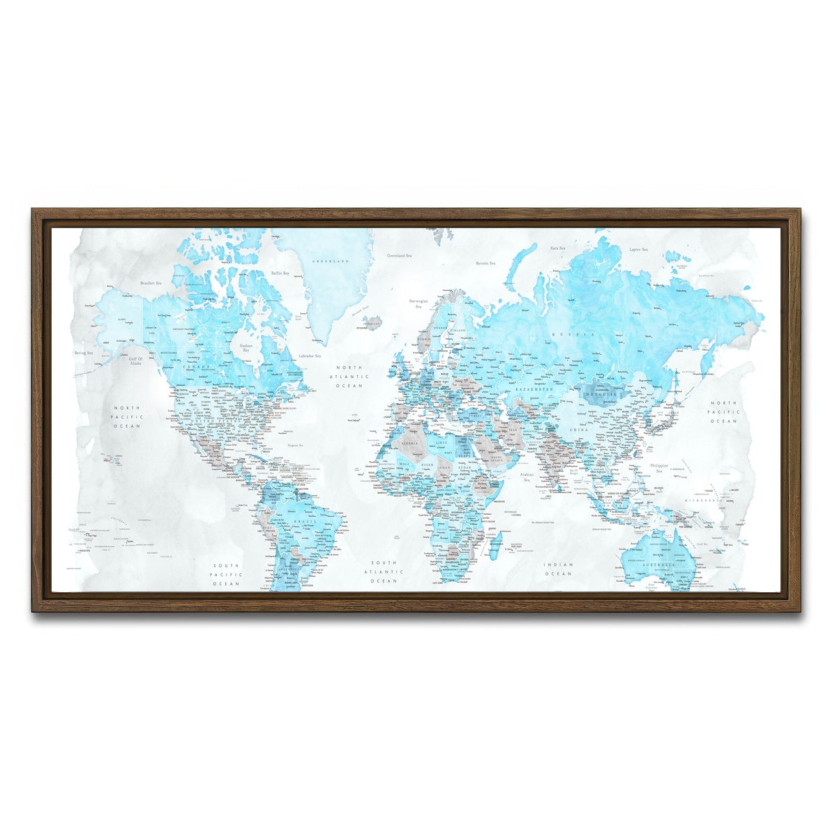 AUTO-MOCKUP WHITE | World Map 44 | 1 Piece | Walnut Framed Canvas | group=2x1