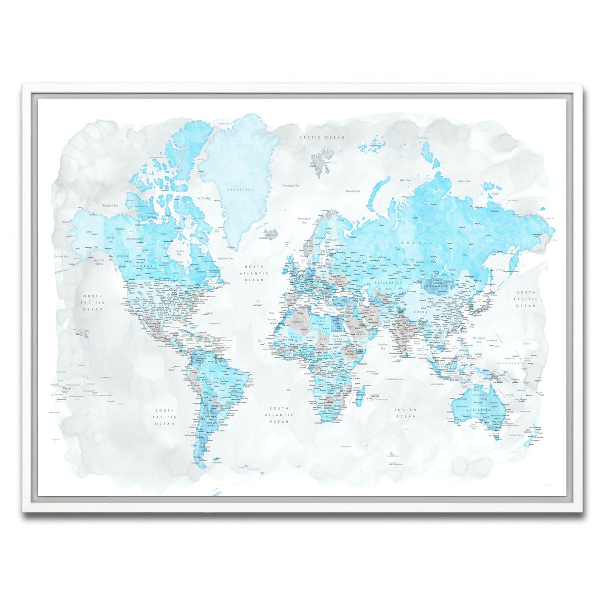 AUTO-MOCKUP WHITE | World Map 44 | 1 Piece | White Framed Canvas | group=4x3