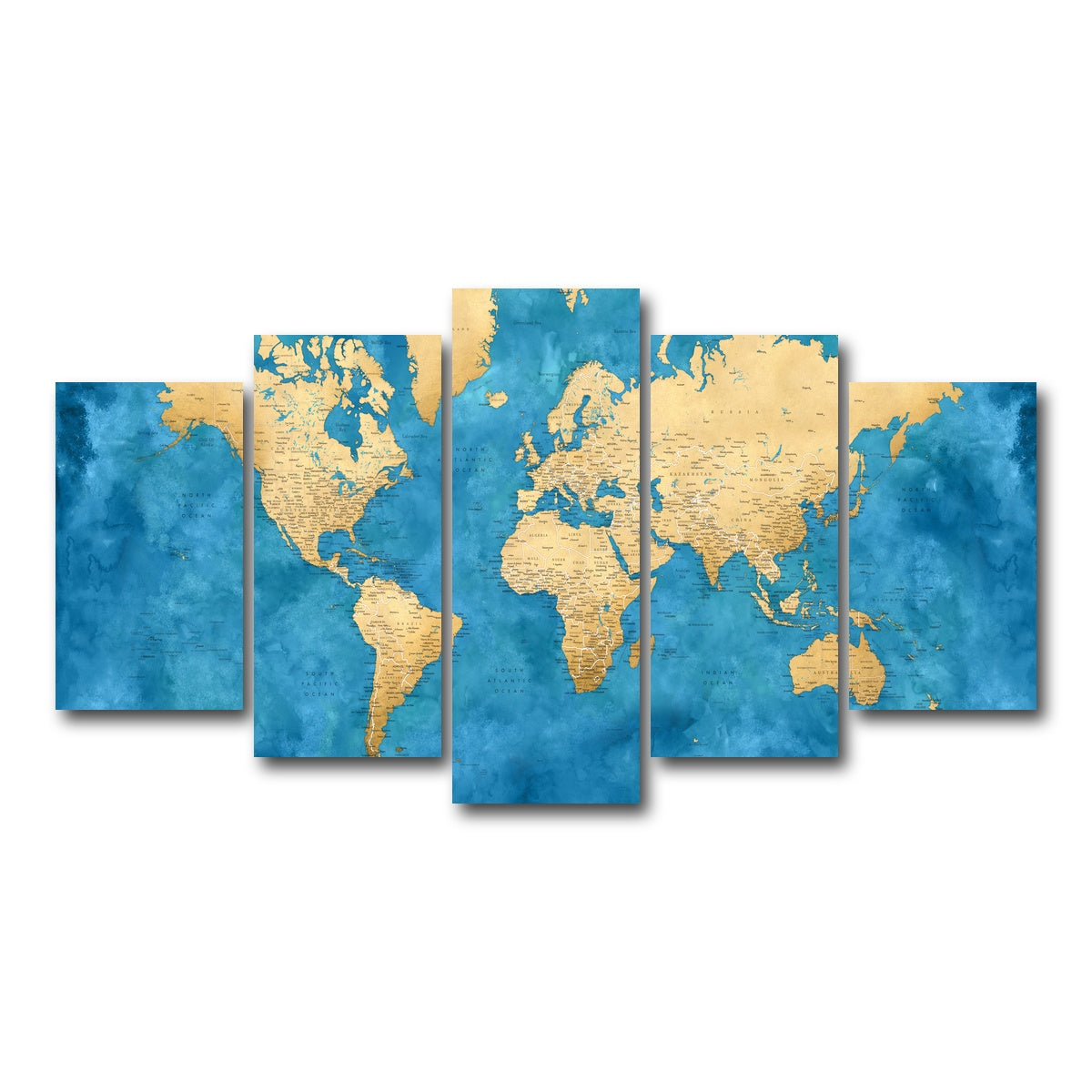 AUTO-MOCKUP WHITE | World Map 45 | 5 Piece | Gallery Wrap Canvas | group=5_normal