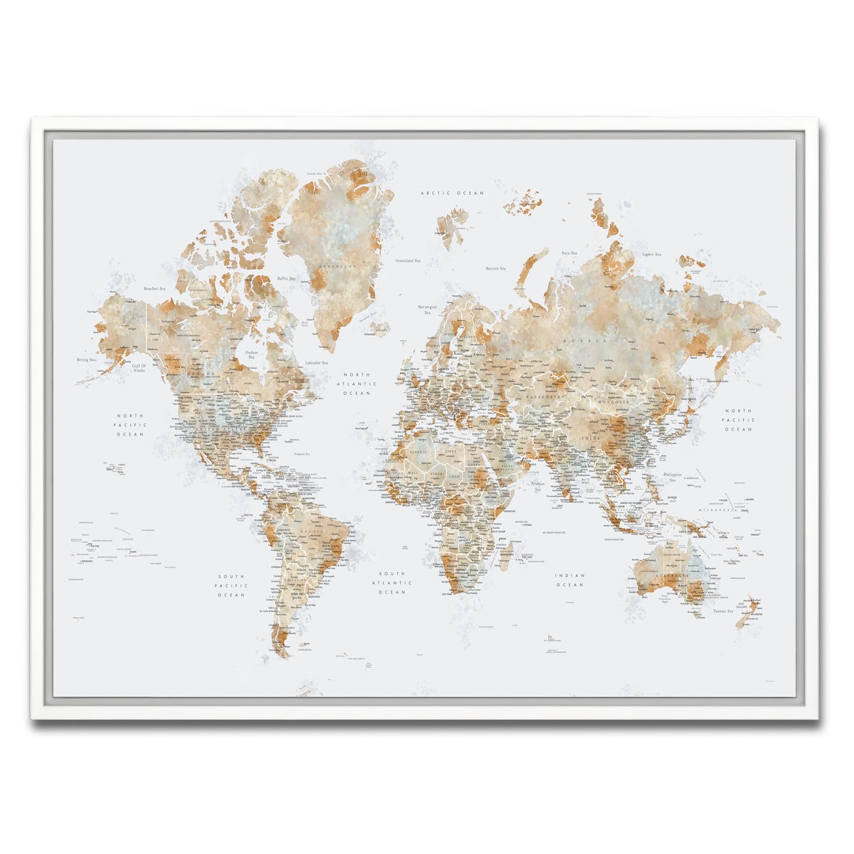 AUTO-MOCKUP WHITE | World Map 46 | 1 Piece | White Framed Canvas | group=4x3