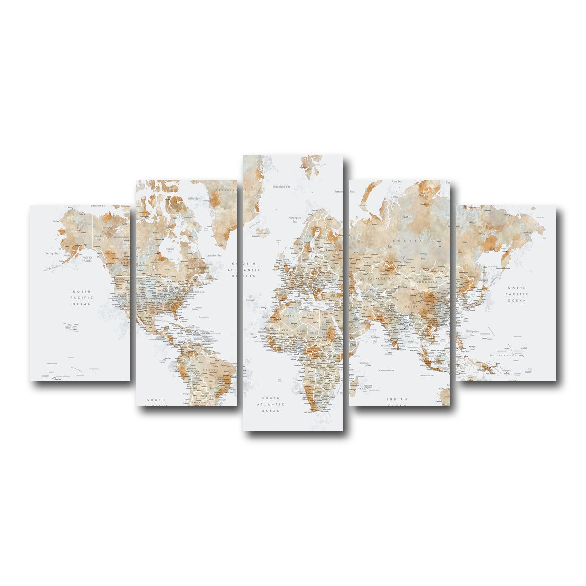 AUTO-MOCKUP WHITE | World Map 46 | 5 Piece | Gallery Wrap Canvas | group=5_normal