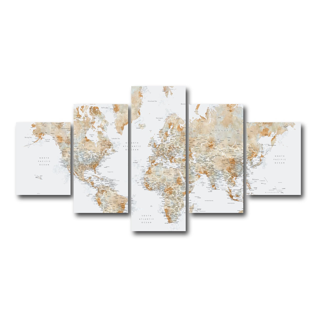 AUTO-MOCKUP WHITE | World Map 46 | 5 Piece | Gallery Wrap Canvas | group=5_short