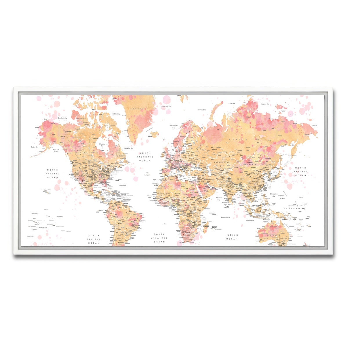 AUTO-MOCKUP WHITE | World Map 47 | 1 Piece | White Framed Canvas | group=2x1