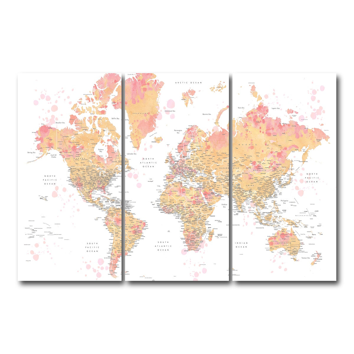 AUTO-MOCKUP WHITE | World Map 47 | 3 Piece | Gallery Wrap Canvas | group=12x24