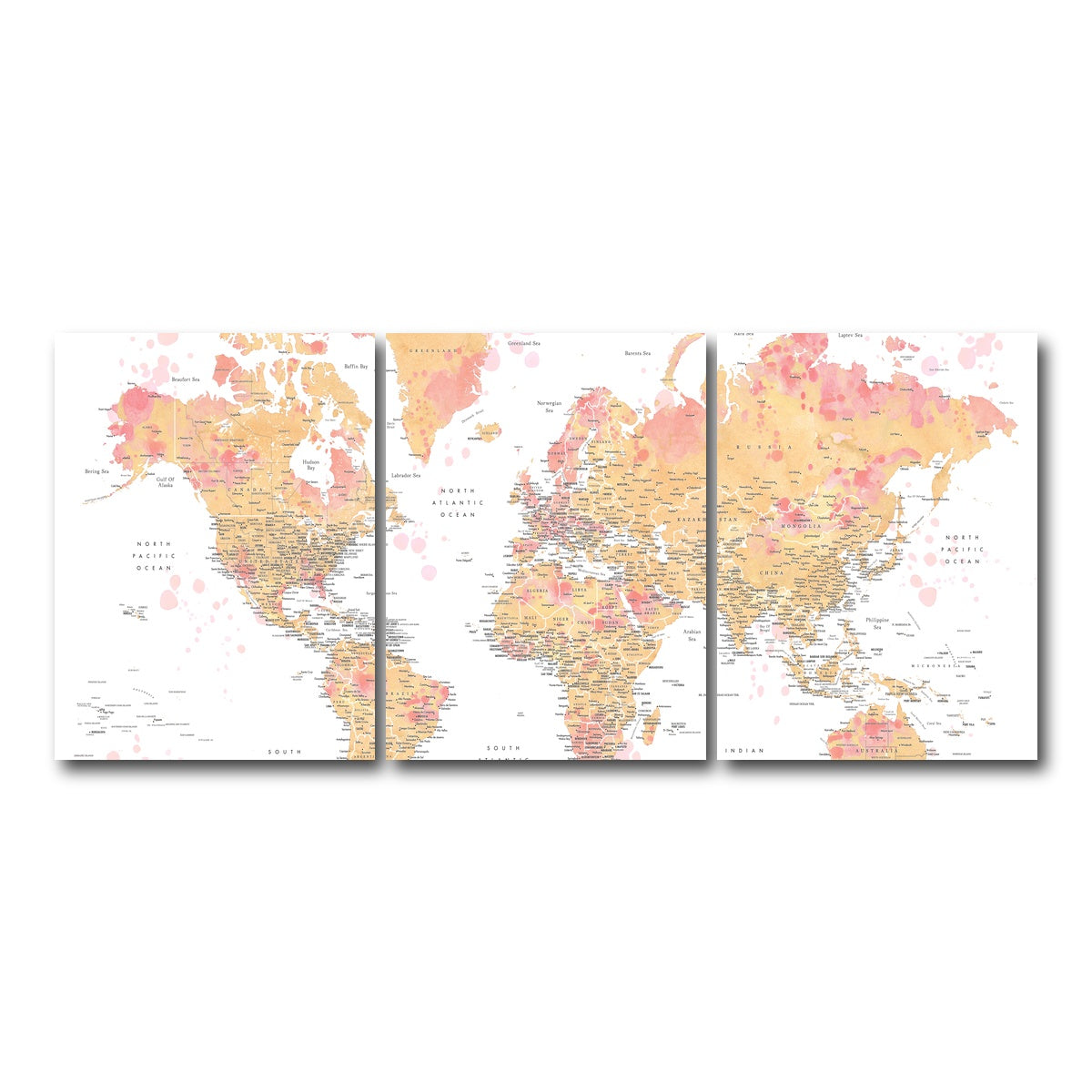 AUTO-MOCKUP WHITE | World Map 47 | 3 Piece | Gallery Wrap Canvas | group=18x24